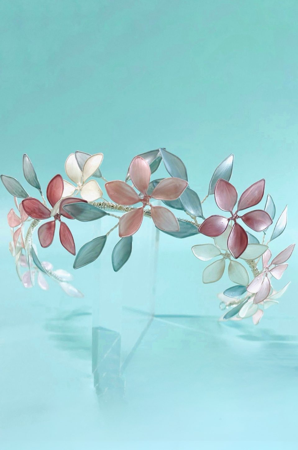 headpiece for women, floral pinks headpiece